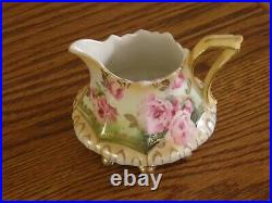 Antique RS Prussia Art Nouveau 5 Piece Hand Painted Floral Tea Set