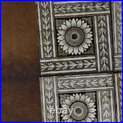 Antique Reclaimed Sunflower Minton Hollins and Co Tiles Stoke-on-Trent Set of 7