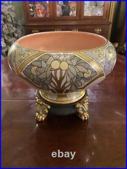 Antique Royal Austria Porcelain Punch Bowl Set-Centerpiece-Art Nouveau-Stunning