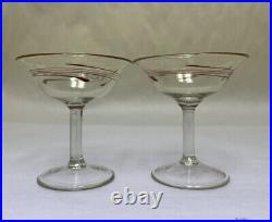 Antique Set Of 4 Von Poschinger Art Nouveau Threaded Glass Cordials Cups