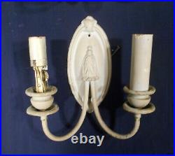 Antique Set Of Six Victorian Art Nouveau Double Arm Brass Sconces