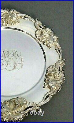 Antique Set of 12 Woodside Sterling Silver Art Nouveau Plates Repousse Jonquils