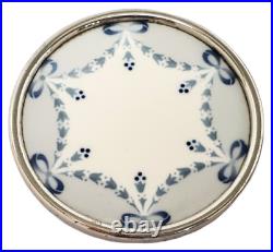 Antique Set of 6 Art Nouveau Blue Bows Swags WMF Coasters Metal & Porcelain