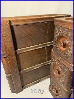 Antique Set of 6 Ornate Singer Treadle Sewing Cabinet 1904 Drawers Art Nouveau