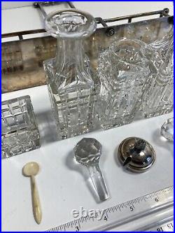 Antique Silver Plated & Crystal Cruet set- Art Nouveau- Very Good