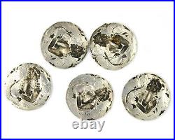 Antique Sterling Silver Art Nouveau Buttons, Set Of Five
