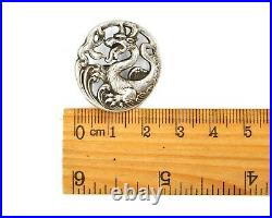 Antique Sterling Silver Art Nouveau Dragon Buttons, Set Of Six In Original Box