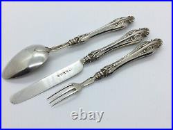 Antique Sterling Silver Child's Christening Set Fork Knife Spoon Art Nouveau