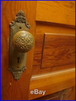 Antique Stunning Brass Art Nouveau Front Entry Door Knob Set Inside & Out B