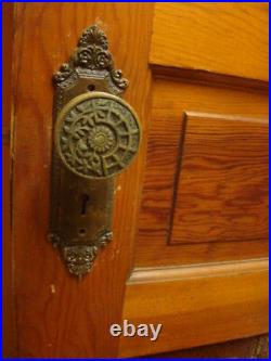 Antique Stunning Brass Art Nouveau Front Entry Door Knob Set Inside & Out G