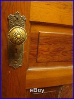 Antique Stunning Brass Art Nouveau Front Entry Door Knob Set Inside & Out I