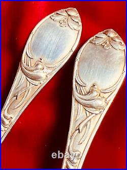 Antique TEA STRAINER + SERVING SPOON Set Sterling Silver 800 German ART NOUVEAU