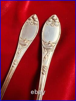 Antique TEA STRAINER + SERVING SPOON Set Sterling Silver 800 German ART NOUVEAU