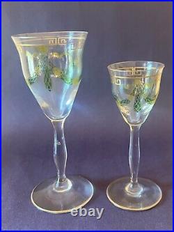 Antique Theresienthal Art Nouveau Enamel Cordial Glass Set Of 2