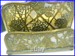 Antique Tiffany & Co. Desk Set Bronze & Glass Grape Vine Pattern Letter Holder