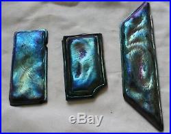 Antique Tiffany LCT Favrile Blue Glass Tiles Set Of 3