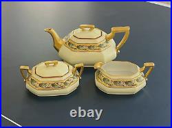 Antique Tressemann & Vogt T & V Limoges Art Nouveau 3 Piece Signed Tea Set