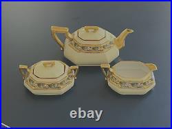 Antique Tressemann & Vogt T & V Limoges Art Nouveau 3 Piece Signed Tea Set