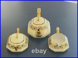 Antique Tressemann & Vogt T & V Limoges Art Nouveau 3 Piece Signed Tea Set