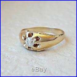 Antique Victorian. 20 Old European Diamond Engagement Ring Belcher Setting