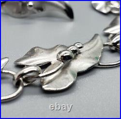 Antique Vintage Art Nouveau 925 Sterling Silver Necklace Earrings Set