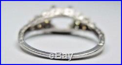 Antique Vintage Deco Mounting Setting 14K White Gold Hold 5.5-6.5MM Ring SZ 6.25