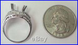 Antique Vintage Setting Mounting Platinum Hold 7.5-10MM Ring Size 6.5 EGL USA