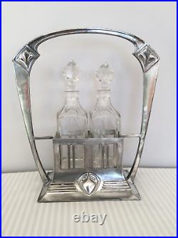 Antique WMF Art Nouveau Silver Plated Cruet Set. Oil and Vinegar. No. 444/2