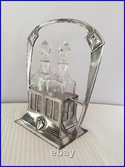 Antique WMF Art Nouveau Silver Plated Cruet Set. Oil and Vinegar. No. 444/2