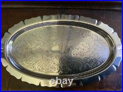 Antique WMF art nouveau Cut Crystal Cruet set sterling Silver tray is us plate