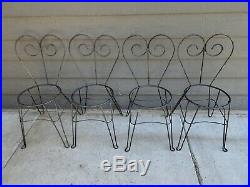 Antique Wrought Iron Ice Cream Parlor Chairs Set of 4 Vintage Hairpin Legs
