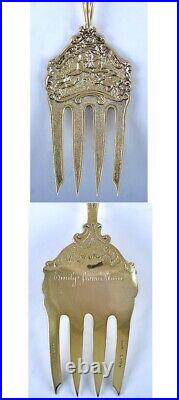 Antique c1890 Art Nouveau Gold Sterling Silver Fork Pie Serving Set