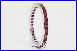 Art Deco 14K White Channel Set Gold Ruby Eternity Band Ring c. 1930's