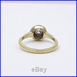 Art Deco 14K White Yellow Gold. 28 ctw Bezel Set Diamond Engagement Ring Sz 6.5