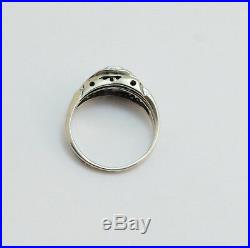 Art Deco. 33 ct Diamond Wedding Band Engagement Ring Set 14k White Gold 7.5