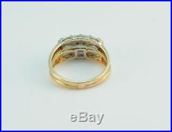 Art Deco. 45 ct Diamond 14k Yellow Gold Wedding Band Engagement Ring Set Sz 6.75