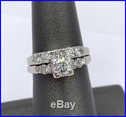 Art Deco European Diamond Wedding Set Engagement Platinum Ring 1.70cts