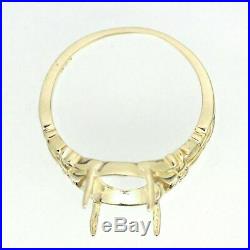Art Nouveau 14K Yellow Gold Oval 10x14mm Cab Semi mount Ring Setting