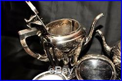 Art Nouveau 1911-1919 Hand Wrought Sterling Silver Tea/Coffee Set Service RARE