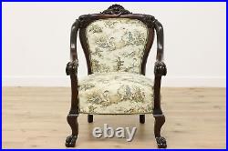 Art Nouveau Antique 3 pc Carved Settee & Chair Set, Dolphins #48355