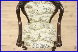 Art Nouveau Antique 3 pc Carved Settee & Chair Set, Dolphins #48355