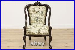 Art Nouveau Antique 3 pc Carved Settee & Chair Set, Dolphins #48355