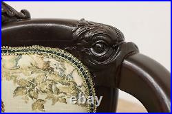 Art Nouveau Antique 3 pc Carved Settee & Chair Set, Dolphins #48355