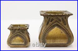 Art Nouveau Antique Bronze Finish 3 Pc Desk Set, Inkwell #44465