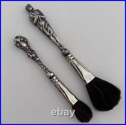 Art Nouveau Antique Sterling Silver Cosmetic Brush Set