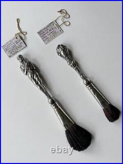 Art Nouveau Antique Sterling Silver Cosmetic Brush Set