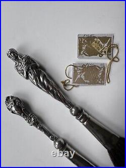 Art Nouveau Antique Sterling Silver Cosmetic Brush Set