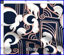 Art Nouveau Architectural Navy Blue 100% Cotton Sateen Sheet Set by Roostery