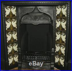 Art Nouveau / Arts & Crafts Walter Crane Swans Design Fireplace Tiles Set Black