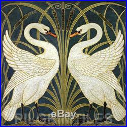 Art Nouveau / Arts & Crafts Walter Crane Swans Design Fireplace Tiles Set Black